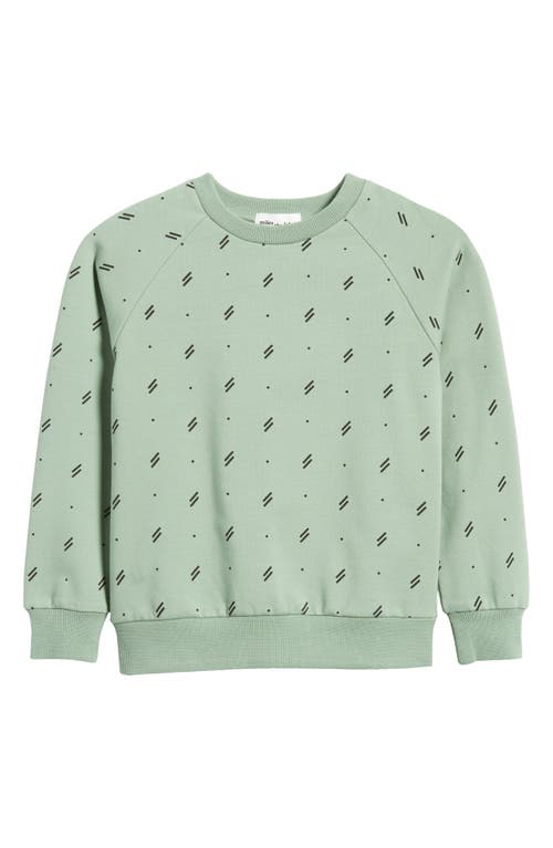 MILES THE LABEL Kids' Abstract Print Stretch Organic Cotton Sweatshirt in 800 Green