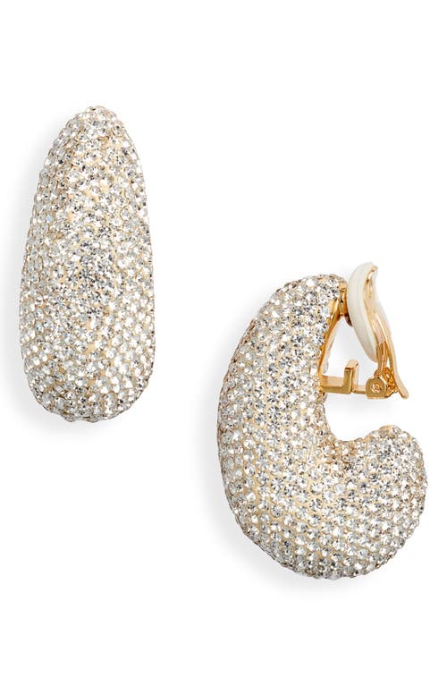 Lele Sadoughi Pavé Dome Clip-On Hoop Earrings in Crystal