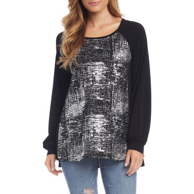 Karen Kane Contrast Foil Knit Top, Black