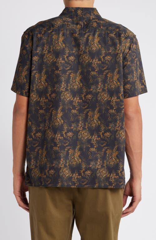 Shop Treasure & Bond Soft Wash Paisley Short Sleeve Lyocell & Cotton Button-up Shirt In Black Painterly Paisley