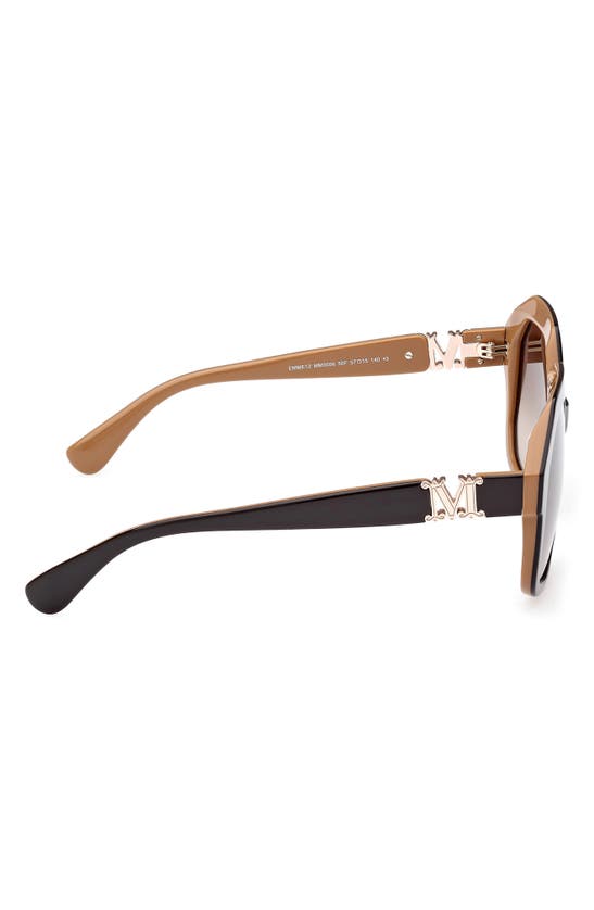 Shop Max Mara 57mm Geometric Sunglasses In Dark Brown/ Other/ Grad Brown