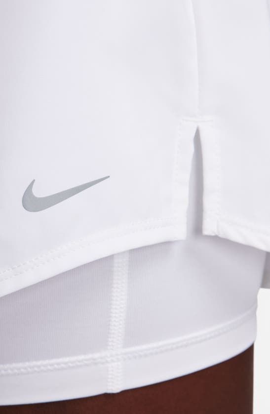 Shop Nike Dri-fit High Waist Shorts In White/ Reflective Silver