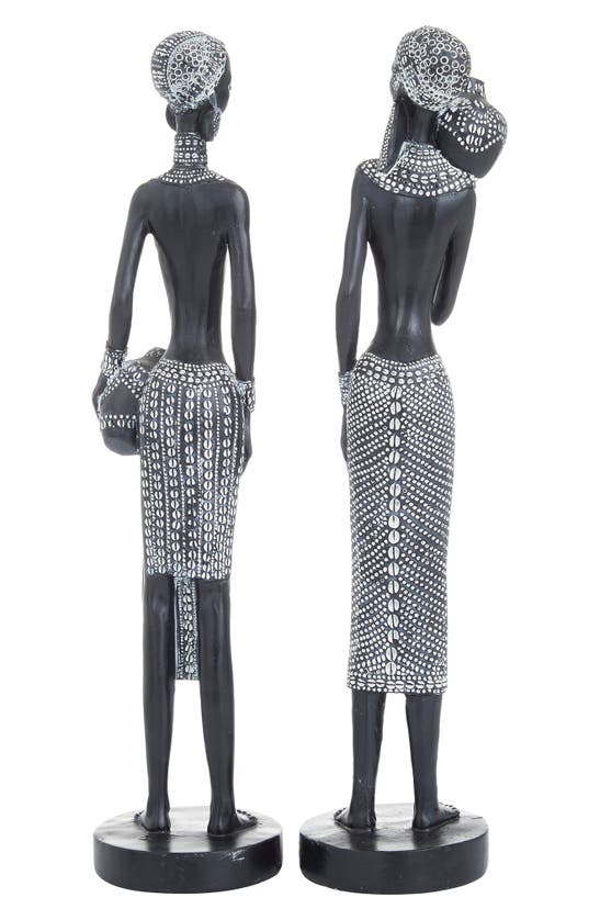 VIVIAN LUNE HOME VIVIAN LUNE HOME BLACK POLYSTONE STANDING WOMAN SCULPTURE WITH INTRICATE DETAIL