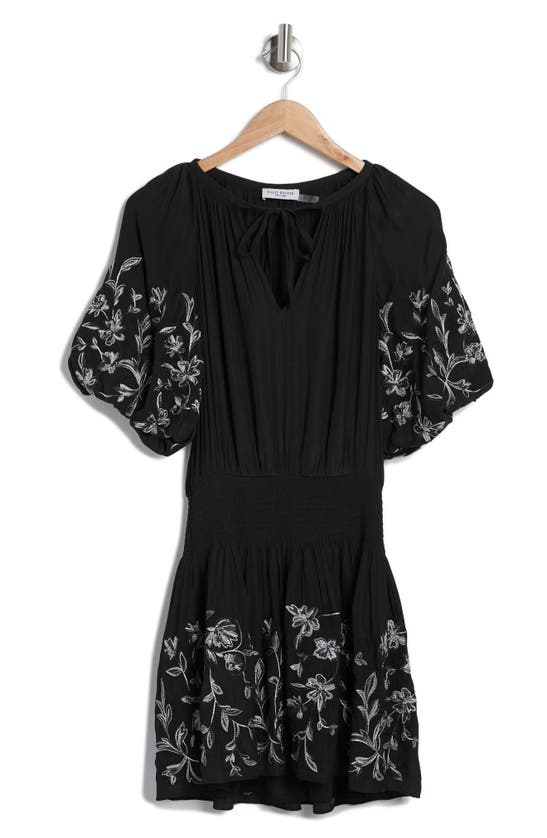 Shop Ramy Brook Keanu Embroidered Floral Dress In Black