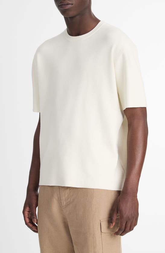 Shop Vince Milano Short Sleeve Crewneck Sweater In Classic Cream