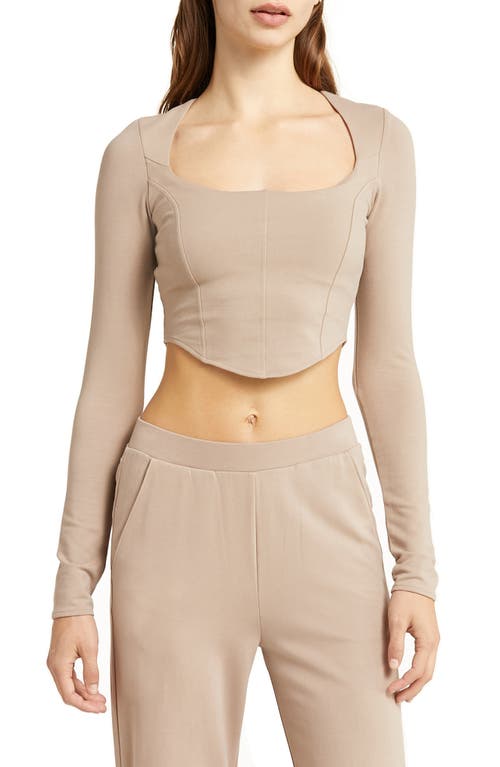 Alo Corset Detail Crop T-Shirt in Taupe