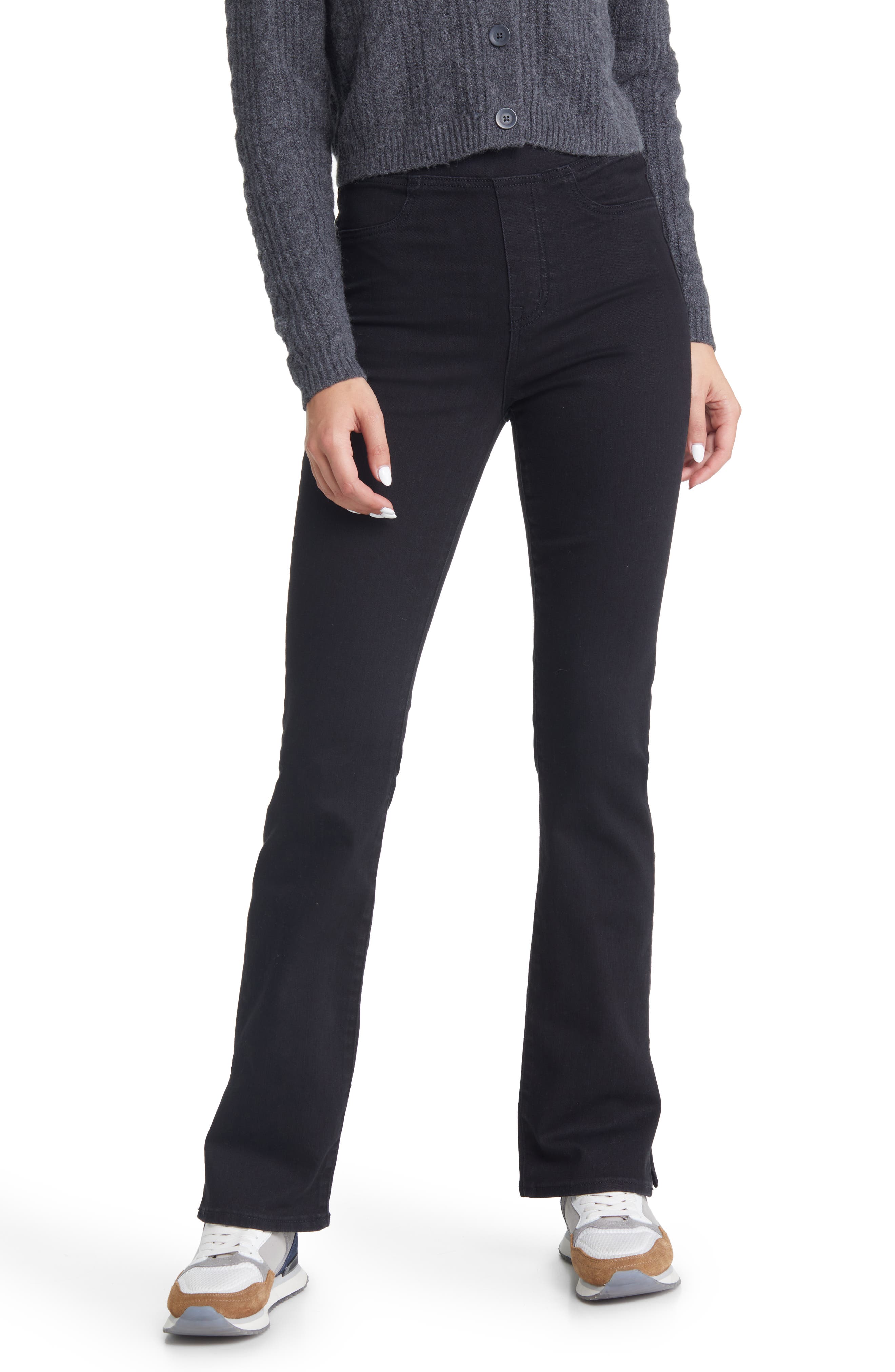 black skinny flare pants