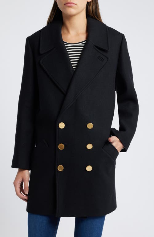 Shop Frame Classic Wool Blend Peacoat In Black