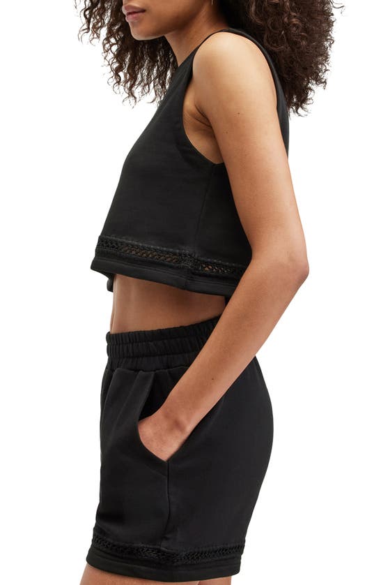 Allsaints Ewelina Crochet Trim Cropped Tank Top In Black