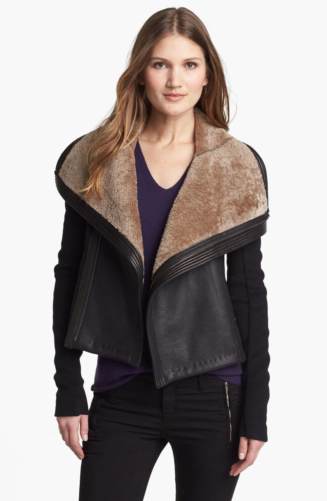 vince shearling moto