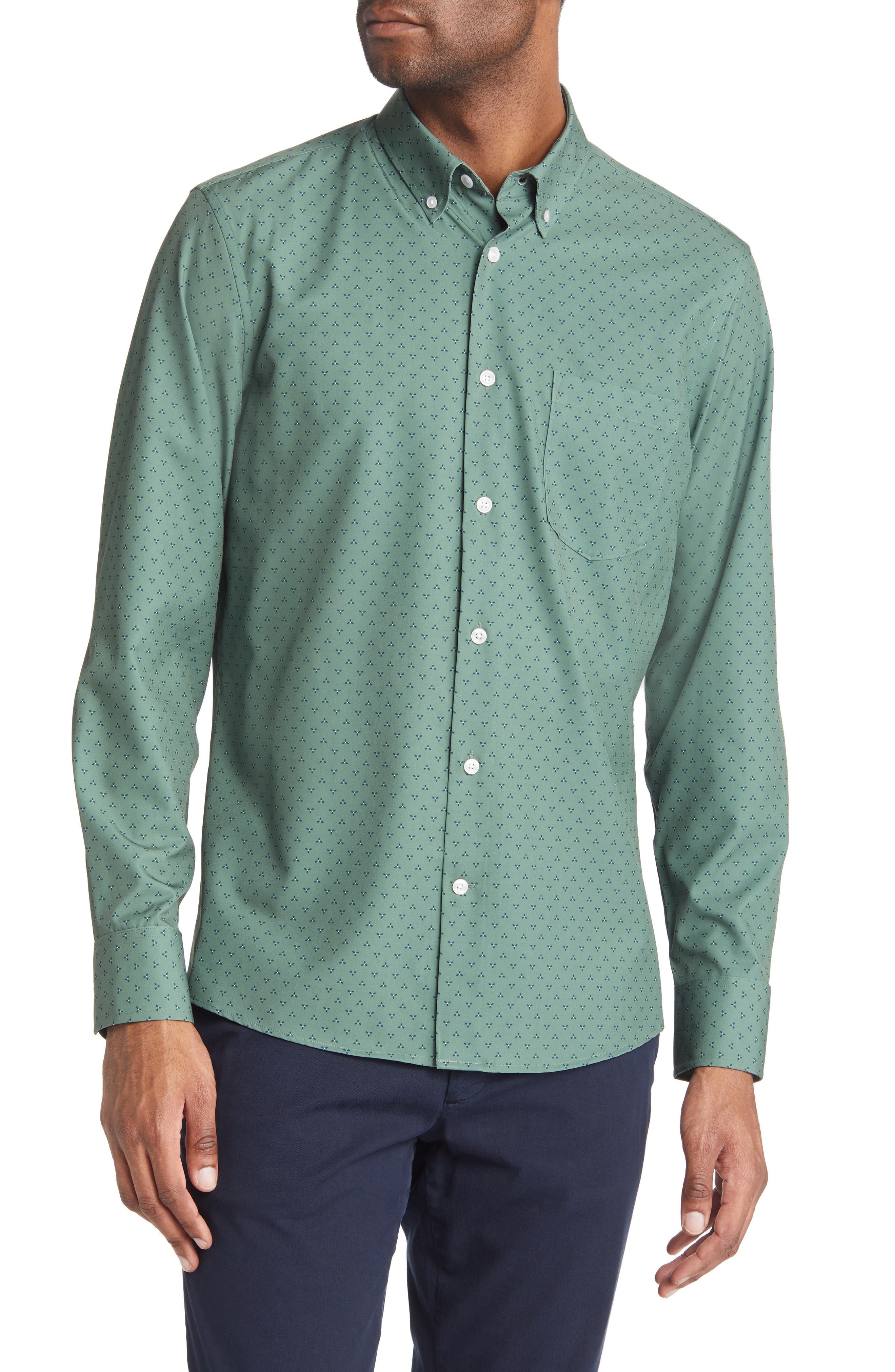white and green button up shirt
