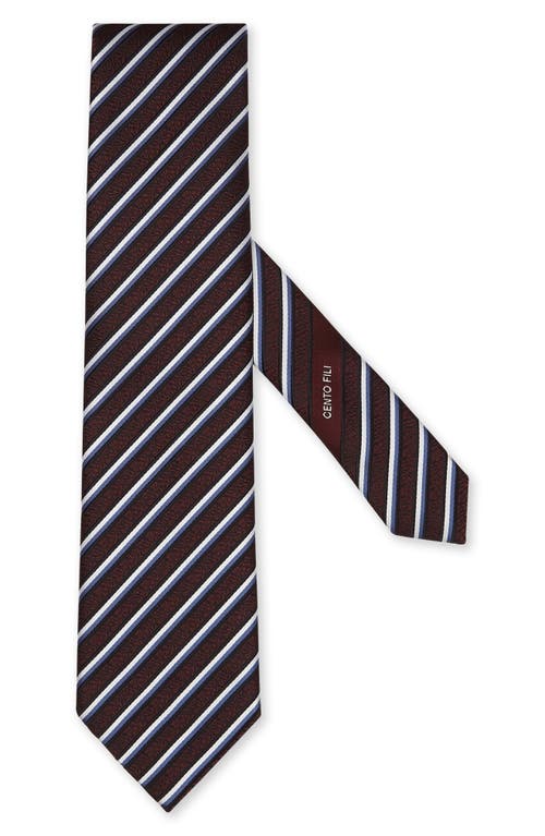 Cento Fili Stripe Silk Tie in Burgundy
