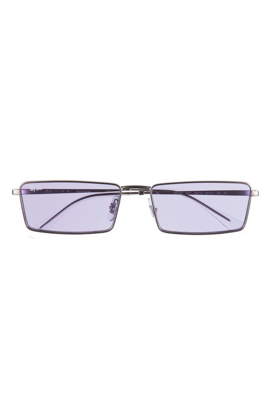 Shop Ray Ban Ray-ban Emy 56mm Rectangular Sunglasses In Gunmetal