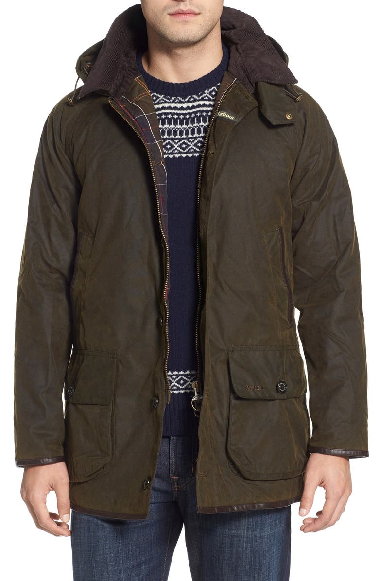 Barbour 'Longhurst' Water Resistant Waxed Cotton Jacket with Detachable ...