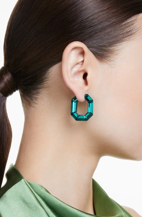 Shop Swarovski Lucent Hoop Earrings In Green
