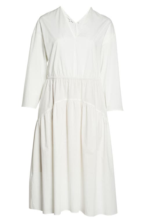 Vince Double V-neck Long Sleeve Cotton Dress In White