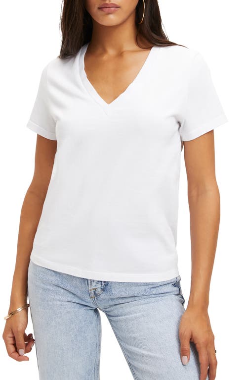 Good American Heritage V-Neck Cotton T-Shirt at