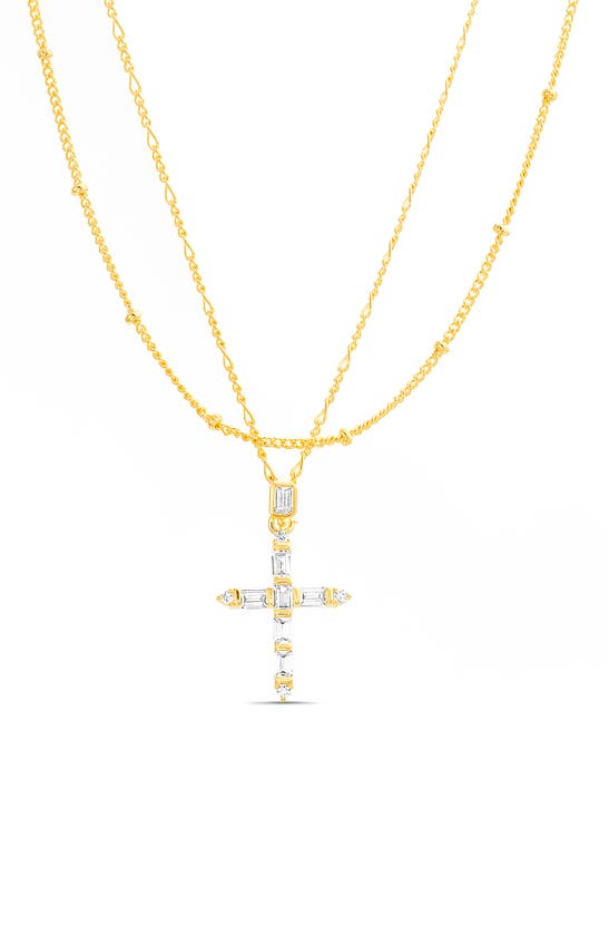 Shop Paige Harper Cz Cross Pendant Necklace In Gold