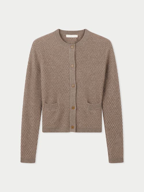 Gobi Mongolian Cashmere Organic Color Buttoned Cashmere Cardigan In Taupe