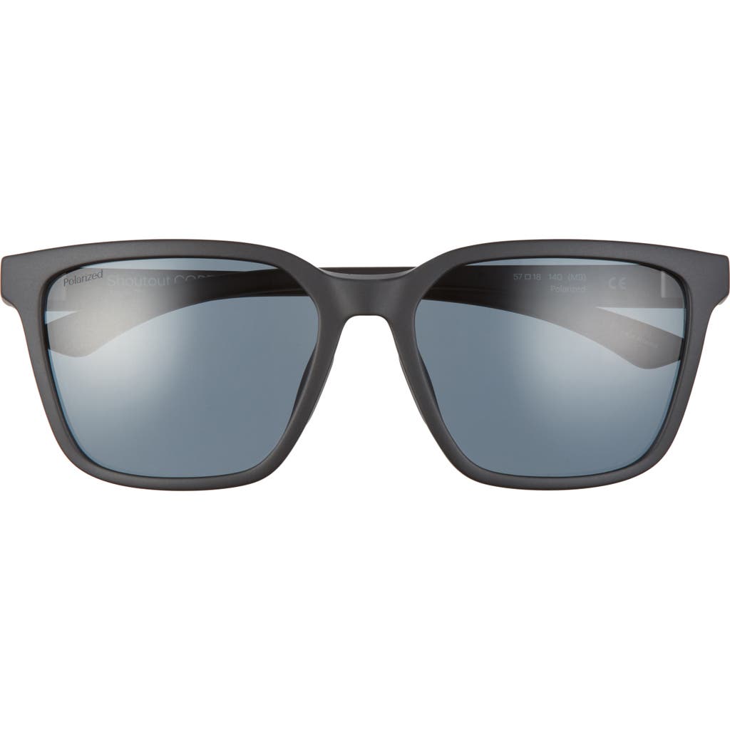 Smith Shoutout Core 57mm Polarized Sunglasses In Matte Black/polar Grey Green