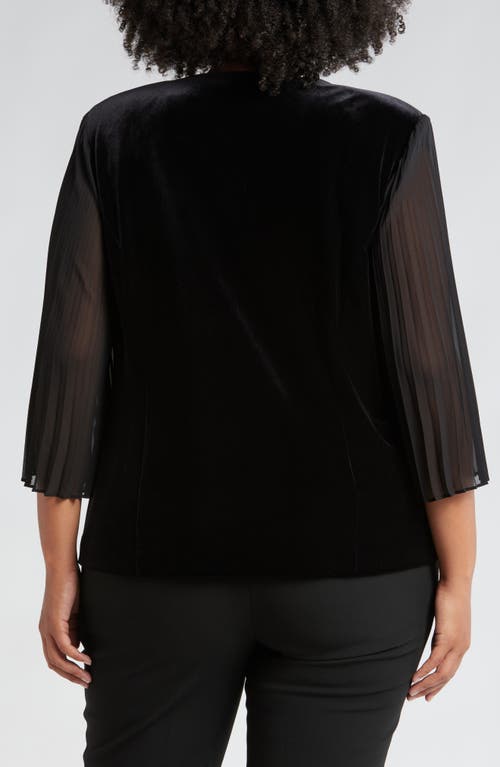 Alex Evenings Petite Pleated-sleeve Tank & Jacket Twin Set In Black