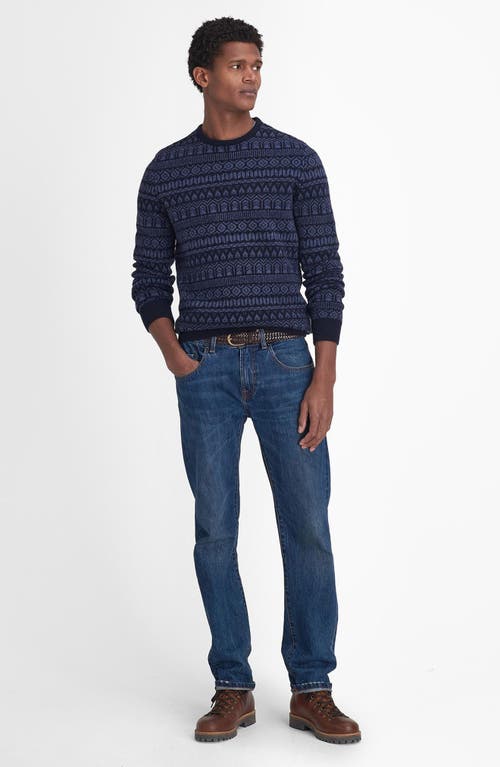 Shop Barbour Stonebeck Fair Isle Wool Sweater In Navy