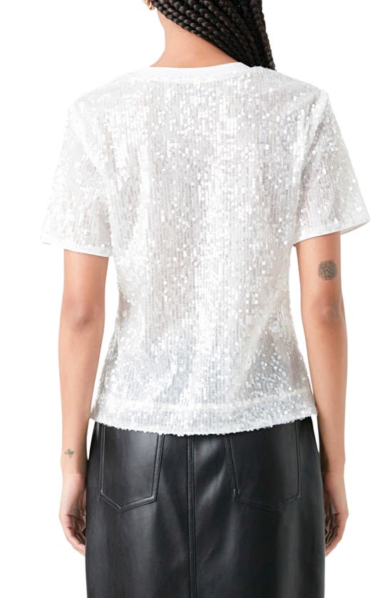Grey Lab Women's Sequin Shoulder Padded Top In White