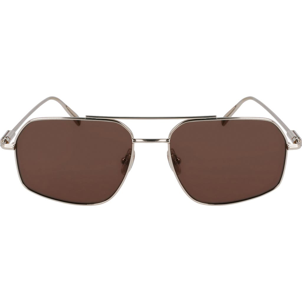 Ferragamo Men's Prisma Metal Aviator Sunglasses, 58mm In Gold/brown