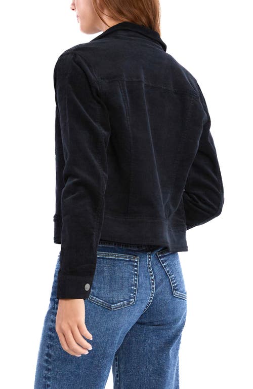 Wash Lab Denim Crop Cord Jacket In Sleek Black