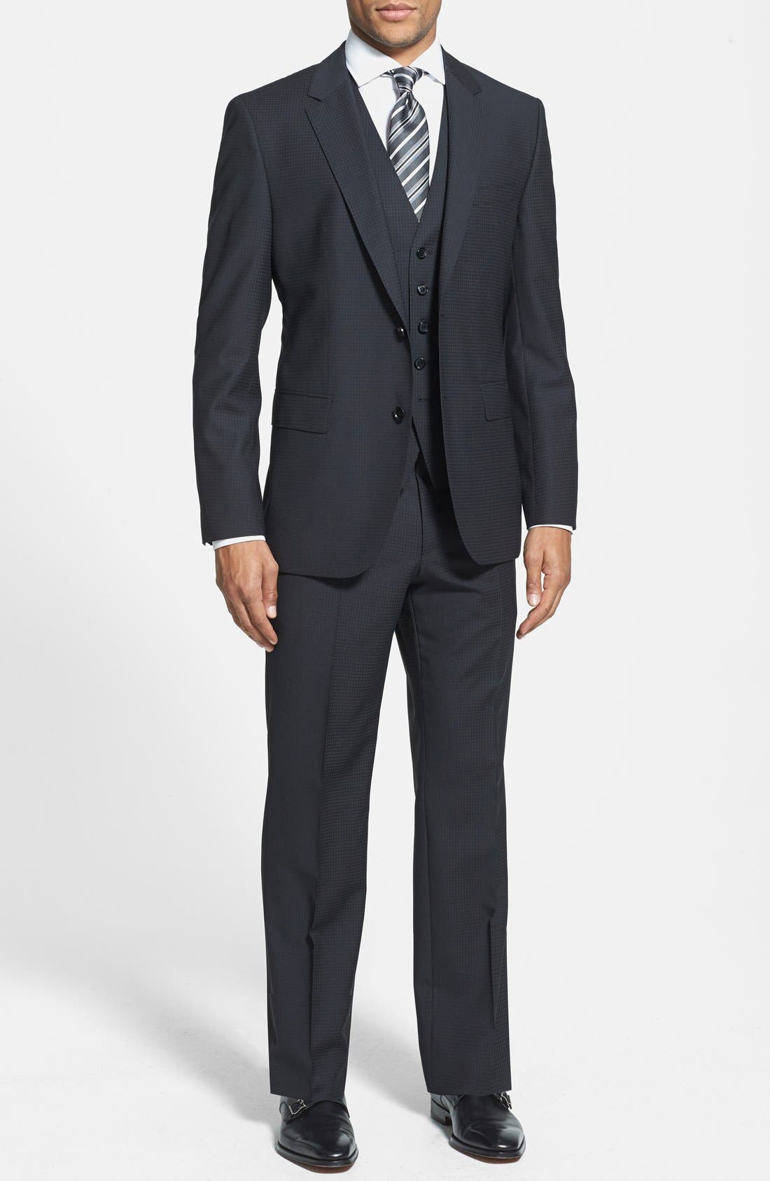 BOSS HUGO BOSS 'James/Sharp' Trim Fit Three Piece Black Check Suit ...