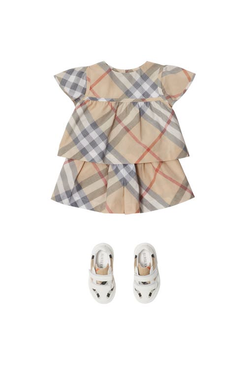 Shop Burberry Check Cotton Blouse In Pale Stone