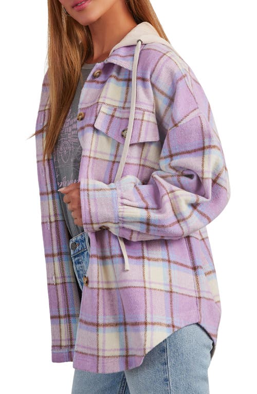 Shop Vici Collection Vaughn Plaid Hooded Shacket In Purple