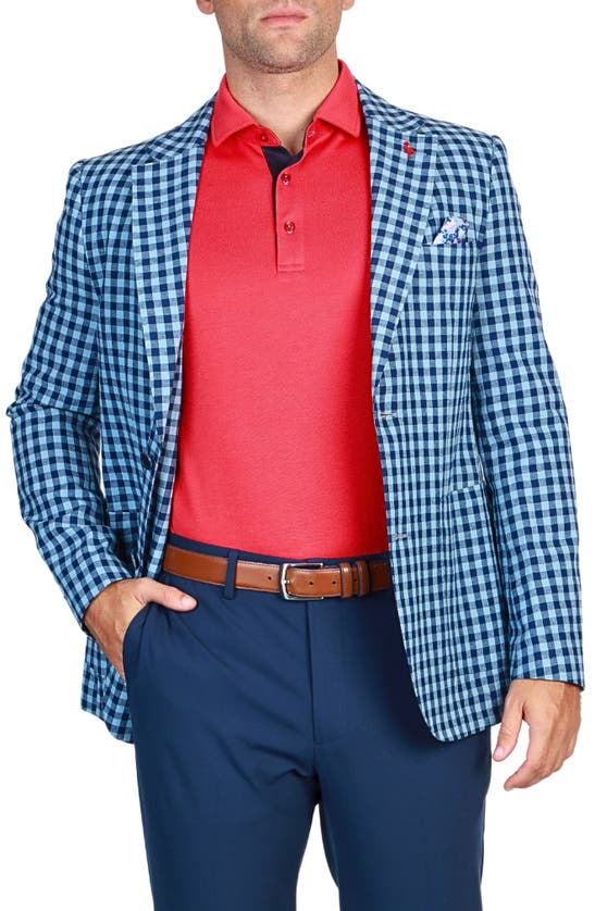 Shop Tailorbyrd Plaid Linen & Cotton Blend Sport Coat In Yale Blue