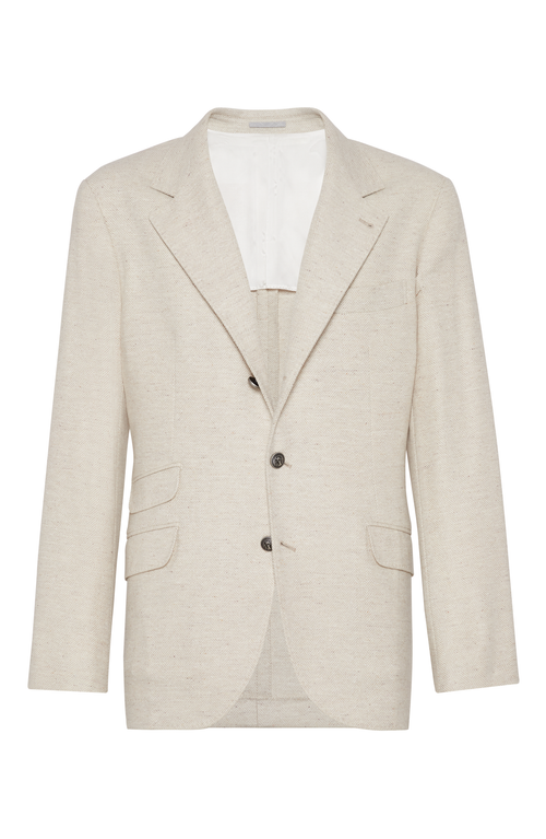 Shop Brunello Cucinelli Wool, Silk And Linen Blazer In Butter