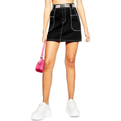 Topshop Contrast Stitch Utility Skirt, US (fits like 10-12) - Black