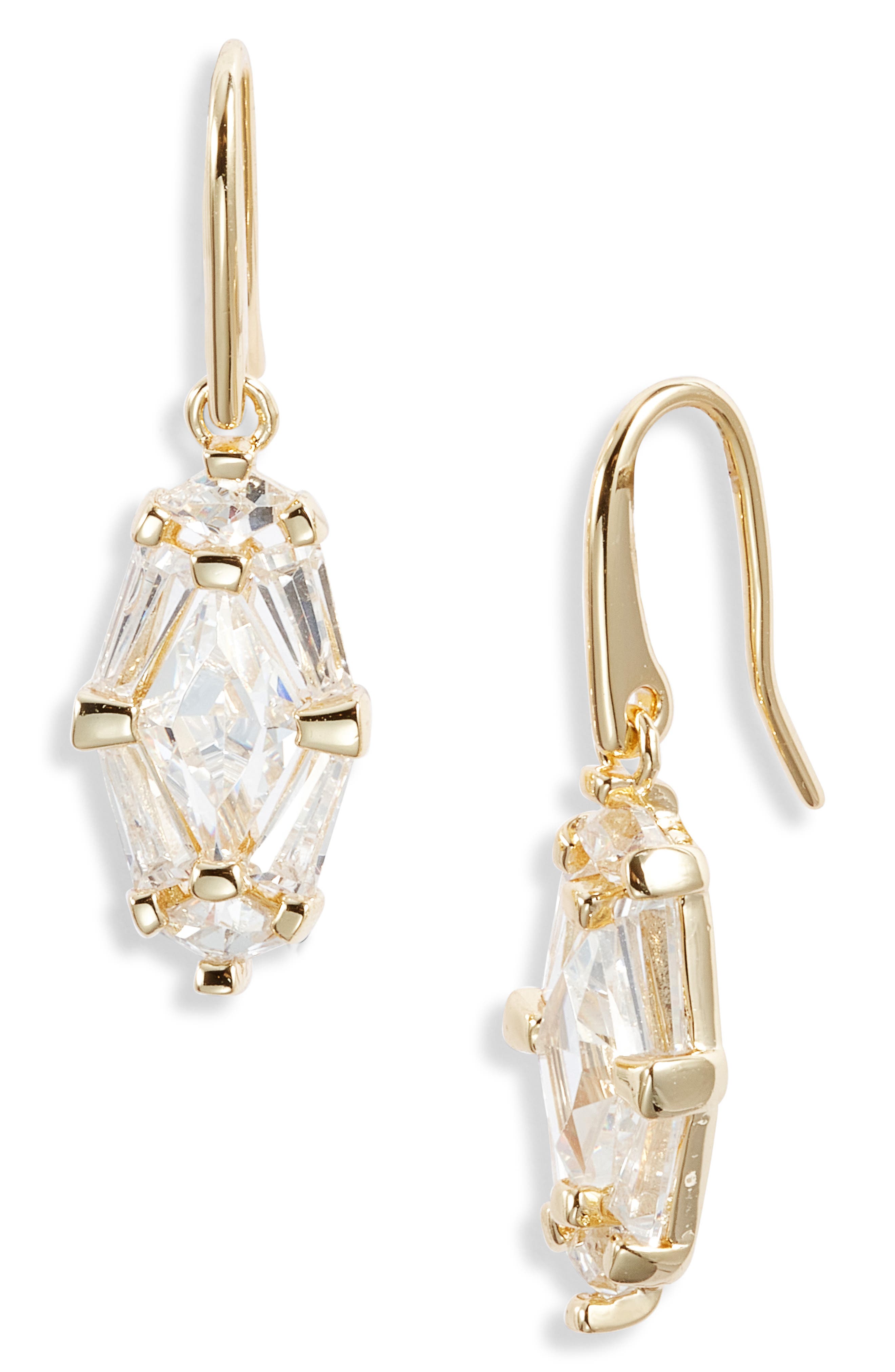 Kendra Scott Lindy Rae Drop Earrings in Gold White Crystal 