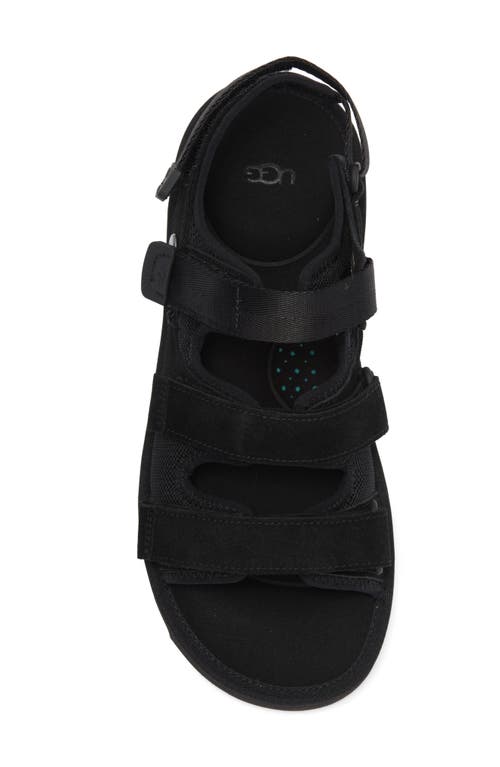 Ugg Mens Black Goldencoast Multi-strap Suede And Mesh-blend Flat Sandals In Black