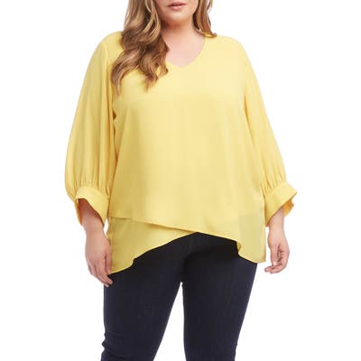 Plus Size Karen Kane Blouson Sleeve Blouse, Yellow