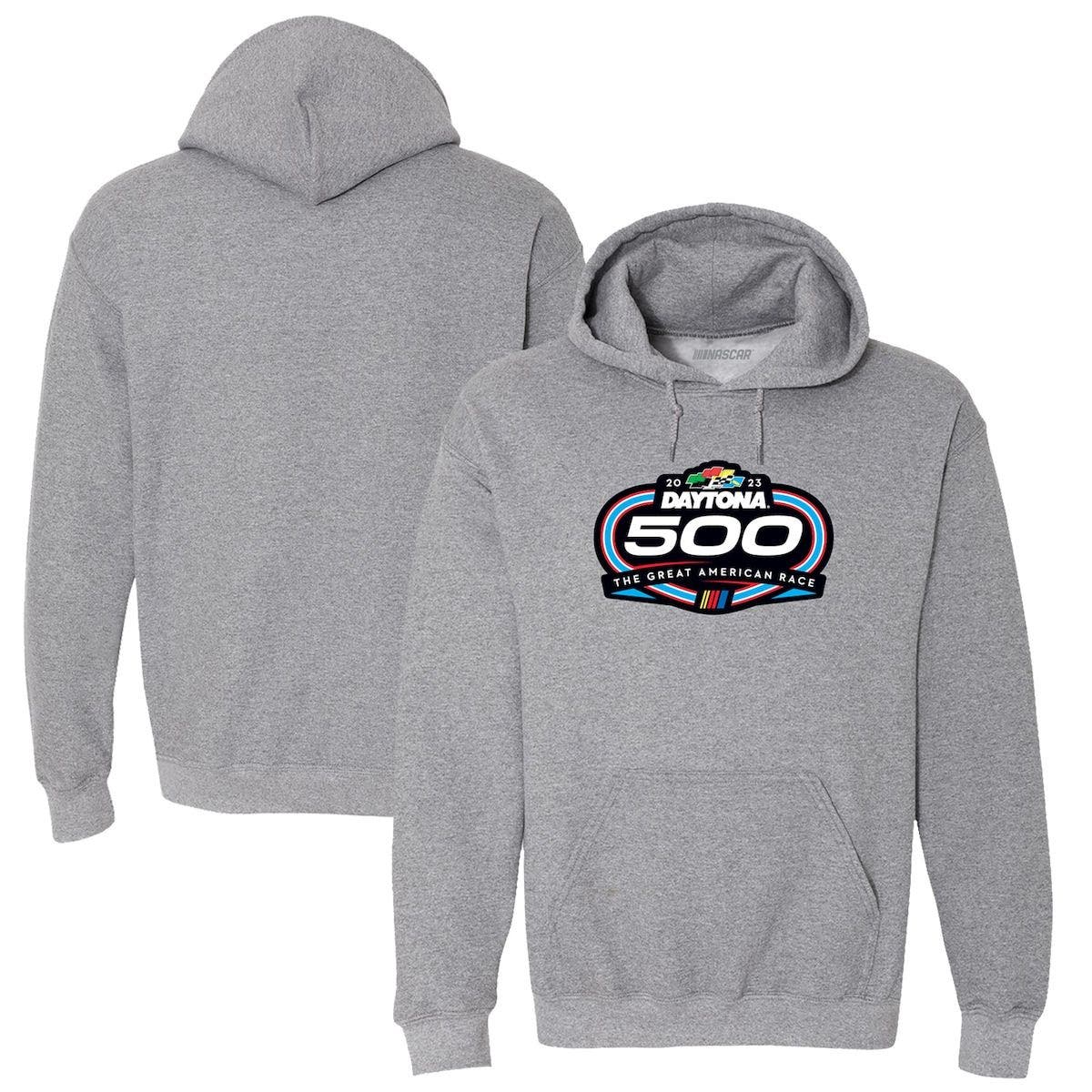 CHECKERED FLAG Men's Checkered Flag Gray 2023 Daytona 500 Logo Pullover