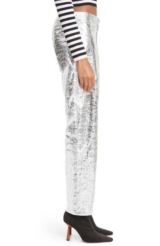 Shop Monse Foiled Straight Leg Jeans In Silver