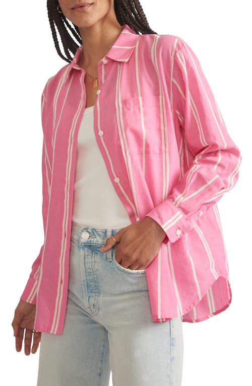 Easy Stripe Button-Down Shirt in Pink Stripe