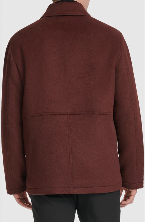 Shop Cole Haan Felt Zip Front Shirt Jacket In Wine