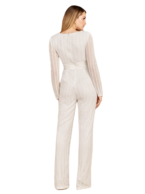 Shop Lara New York Long Sleeve Jump Suit In Ivory