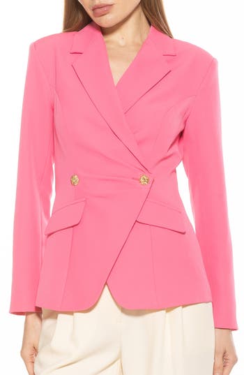 Shop Alexia Admor Tansy Drape Double Breasted Blazer In Hot Pink