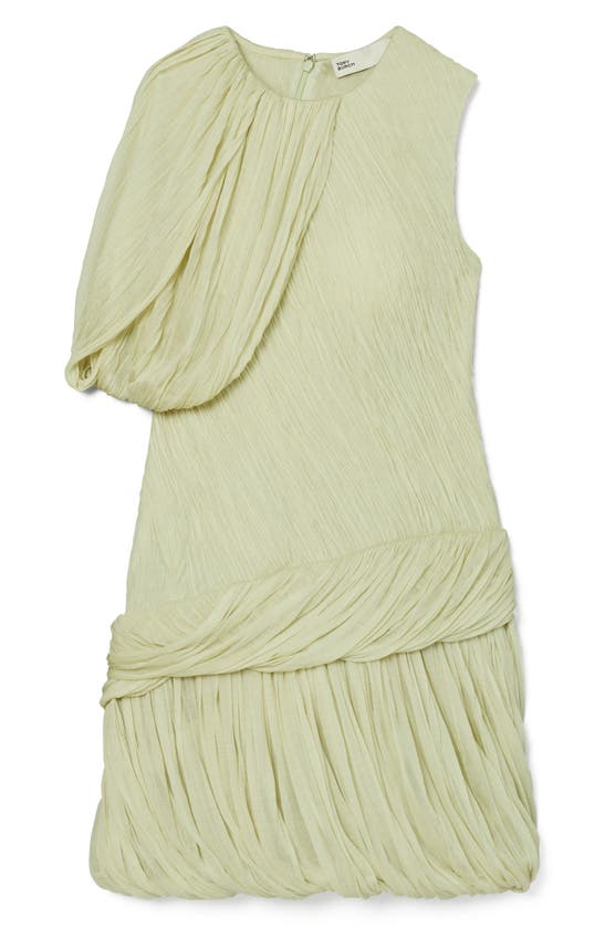 Tory Burch Asymmetric Draped Silk Minidress In Sage