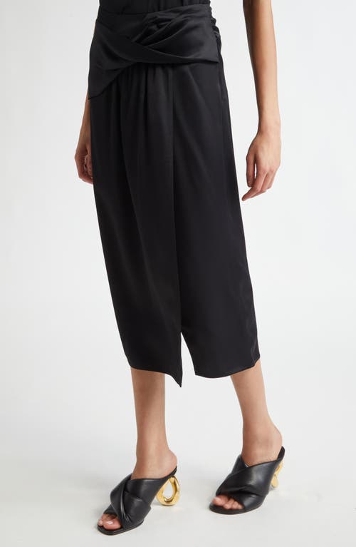 Shop Jw Anderson Twist Waist Satin Midi Skirt In Black