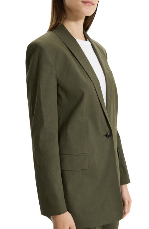 Theory Rolled-sleeve Shawl Collar One-button Jacket In Dark Olive