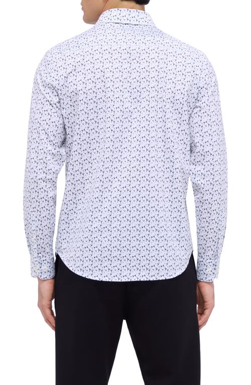 Shop Bugatchi James Ooohcotton® Martini Print Button-up Shirt In White