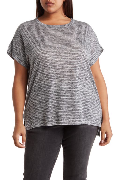 Shop Bobeau Stripe Side Slit T-shirt In Dk Graphite/white