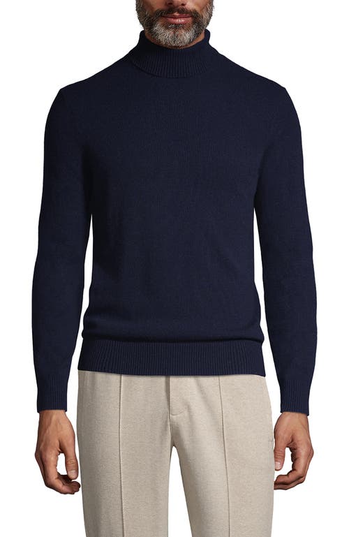 Shop Lands' End Fine Gauge Cashmere Turtleneck Sweater In Radiant Navy